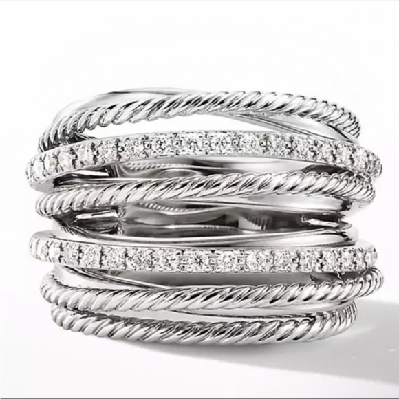 New 925 Silver Stackable Multilayered Bridal Ring - Picture 2 of 6